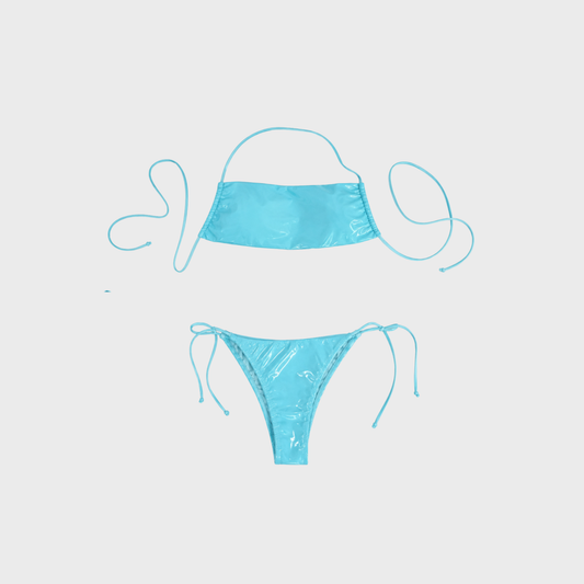 SKY BLUE TUBE HALTER BIKINI